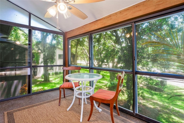 13009 Wedgewood Way Unit 63-D, Hudson, FL 34667 - sunroom / solarium with a ceiling fan, plenty of natural light, and lofted ceiling