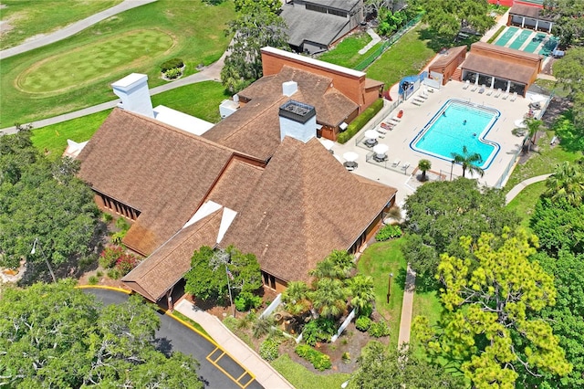 13009 Wedgewood Way Unit 63-D, Hudson, FL 34667 - aerial view of a pool area and a golf course