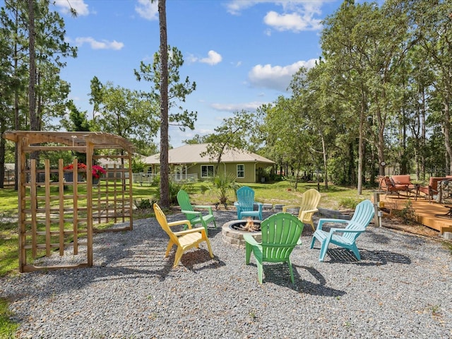 12229 Barnevelde Rd, Weeki Wachee, FL 34614 - view of grassy yard featuring a fire pit