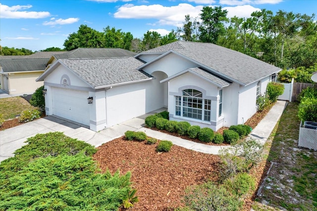 10935 New Brighton Ct, New Port Richey, FL 34654 - ranch-style house with a garage, a shingled roof, stucco siding, and concrete driveway