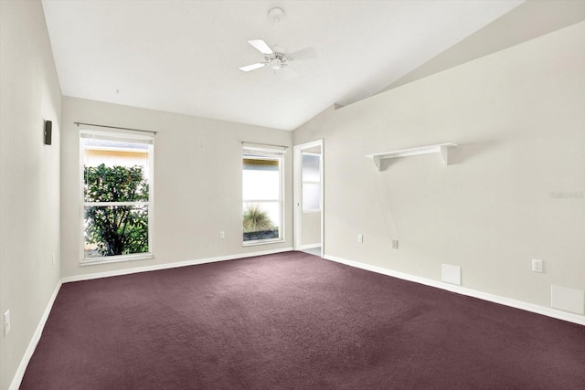 10935 New Brighton Ct, New Port Richey, FL 34654 - carpeted empty room featuring lofted ceiling, healthy amount of natural light, and a ceiling fan