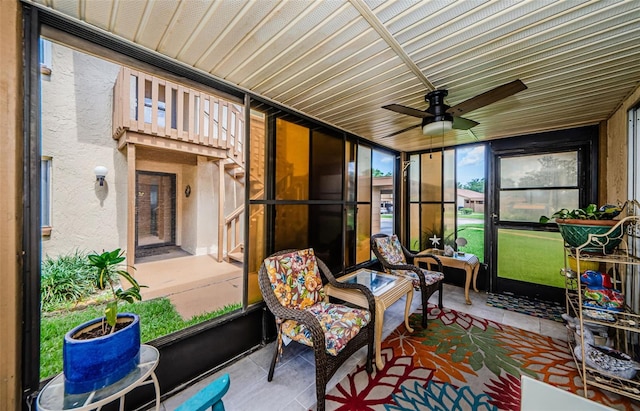 3841 Lanyard Ct Unit B, New Port Richey, FL 34652 - sunroom / solarium with a ceiling fan and plenty of natural light