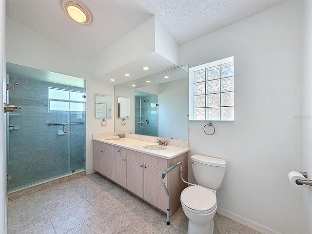 3317 Abigail Ct, New Port Richey, FL 34655 - full bath with a stall shower, double vanity, tile patterned floors, and recessed lighting