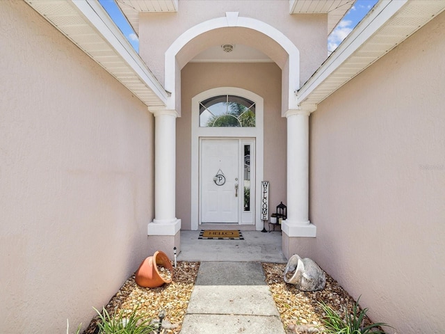 4716 Wolfram Ln, New Port Richey, FL 34653 - property entrance with stucco siding