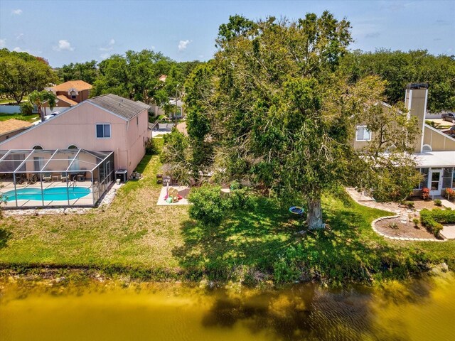 4716 Wolfram Ln, New Port Richey, FL 34653 - view from above of property featuring a large body of water and a pool area