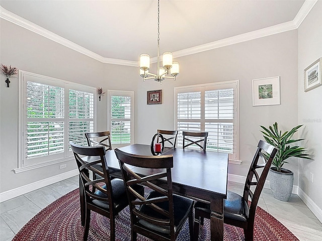 4082 Watson Dr, New Port Richey, FL 34655 - dining area featuring ornamental molding and a chandelier