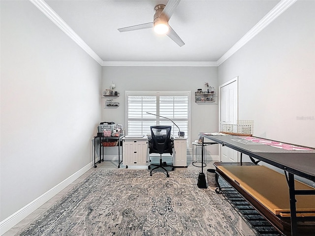 4082 Watson Dr, New Port Richey, FL 34655 - office with ceiling fan and crown molding