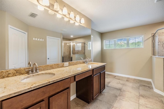 1104 Ketzal Dr, Trinity, FL 34655 - bathroom with a stall shower and double vanity