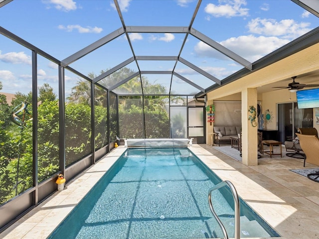 11144 Brambleleaf Way, Hudson, FL 34667 - swimming pool with a patio, outdoor lounge area, and ceiling fan