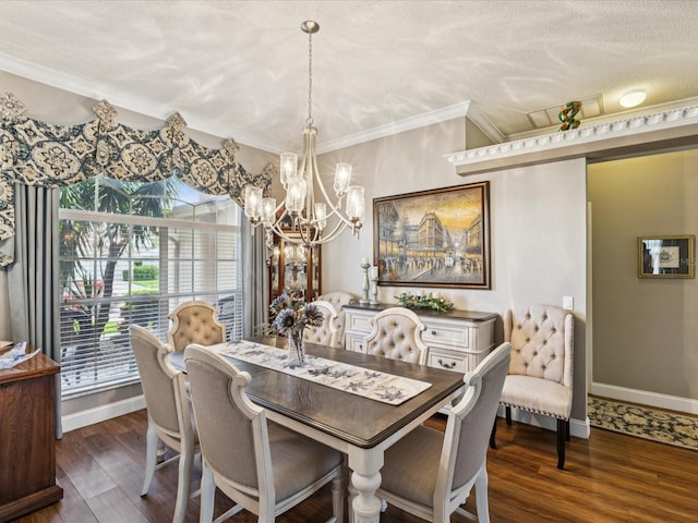 11144 Brambleleaf Way, Hudson, FL 34667 - dining area with a chandelier, wood finished floors, and ornamental molding