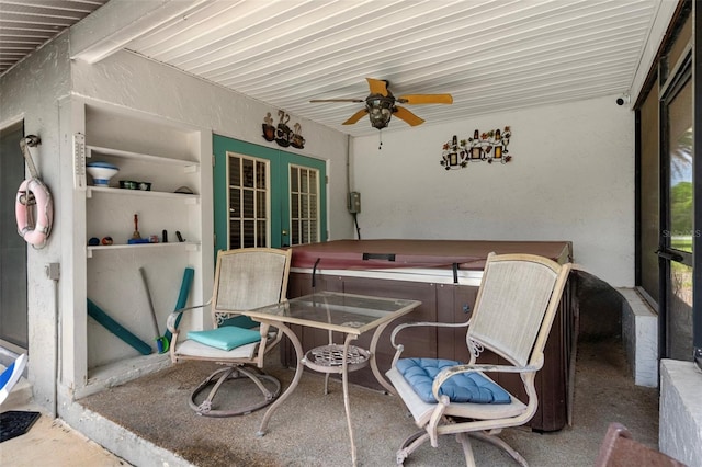 1376 Fayetteville Dr, Spring Hill, FL 34609 - sunroom / solarium with a jacuzzi, french doors, and ceiling fan
