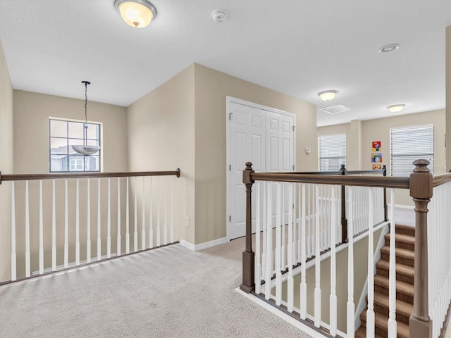 19326 Long Lake Ranch Blvd, Lutz, FL 33558 - hallway featuring carpet floors and an upstairs landing