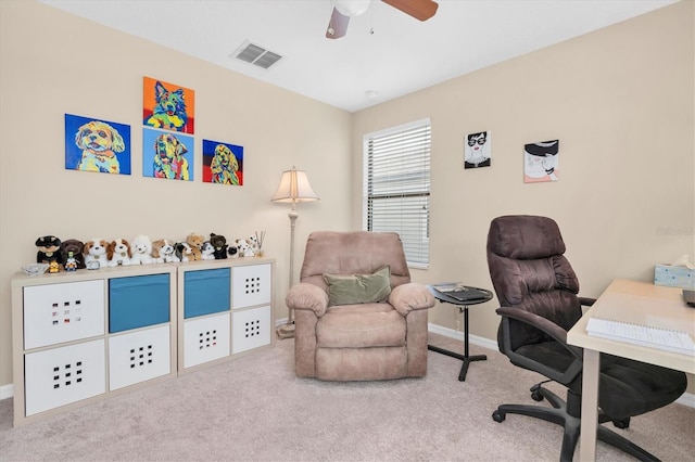 19326 Long Lake Ranch Blvd, Lutz, FL 33558 - office featuring a ceiling fan and carpet flooring