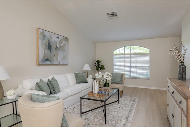 4752 Weasel Dr, New Port Richey, FL 34653 - living room featuring light wood-style floors and lofted ceiling