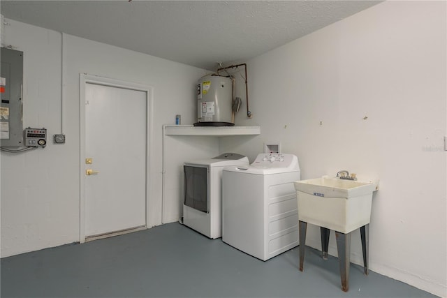 4752 Weasel Dr, New Port Richey, FL 34653 - laundry area featuring electric water heater, washing machine and dryer, and electric panel