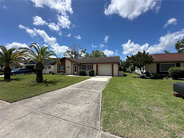 8312 Split Rail Ln, Hudson, FL 34667 - single story home with a garage, concrete driveway, a front lawn, and stucco siding