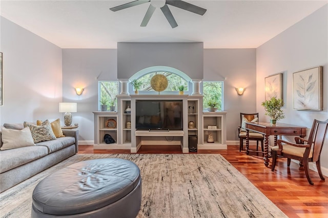 11510 Lakeview Dr, New Port Richey, FL 34654 - living area featuring ceiling fan and wood finished floors