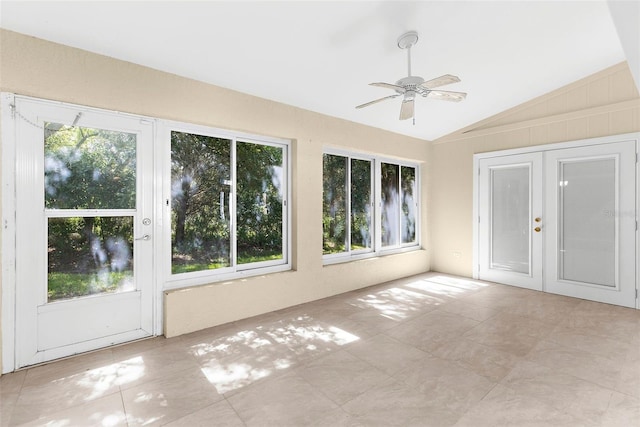 18736 Bent Pine Dr, Hudson, FL 34667 - unfurnished sunroom with vaulted ceiling, healthy amount of natural light, and french doors