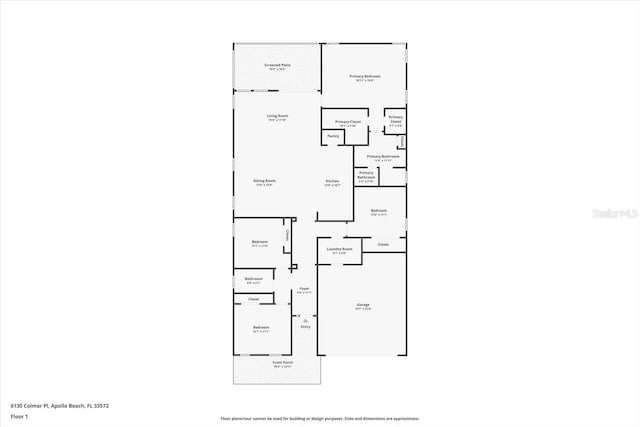 6130 Colmar Pl, Apollo Beach, FL 33572 - view of floor plan / room layout