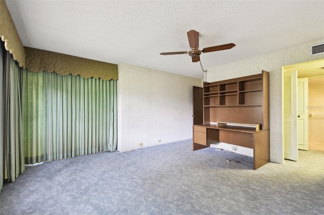 2101 Sunset Point Rd Unit 201, Clearwater, FL 33765 - unfurnished office with a ceiling fan, carpet flooring, and a textured ceiling