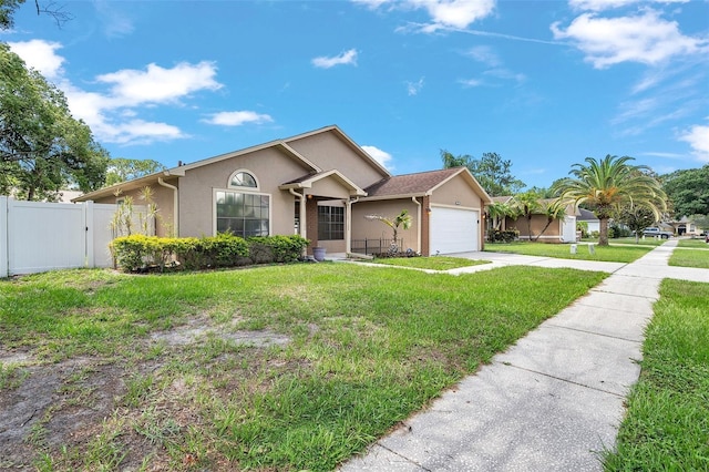 2048 Ground Squirrel Dr, New Port Richey, FL 34655 - ranch-style house with an attached garage, concrete driveway, stucco siding, and a gate