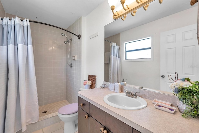 2048 Ground Squirrel Dr, New Port Richey, FL 34655 - full bath featuring a tile shower, vanity, and tile patterned floors
