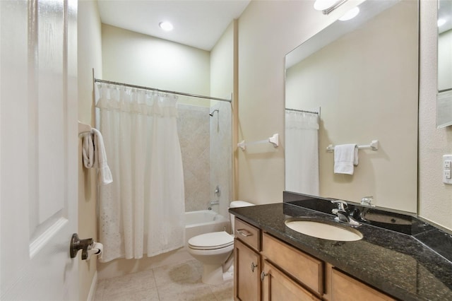 20820 Amanda Oak Ct, Land O Lakes, FL 34638 - bathroom featuring vanity, shower / tub combo, and tile patterned flooring