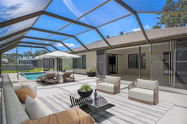 2152 Danforth Rd, Spring Hill, FL 34608 - view of patio / terrace with outdoor lounge area and glass enclosure