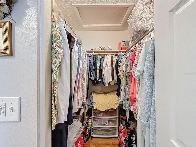 8130 Bugle Ct Unit 3, Port Richey, FL 34668 - spacious closet featuring attic access and wood finished floors