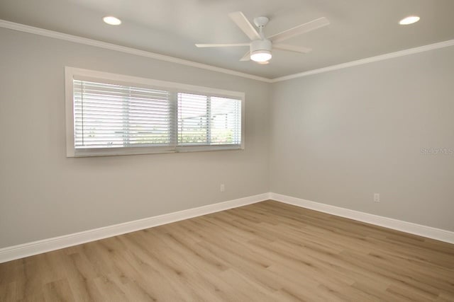 5339 Bowline Bnd, New Port Richey, FL 34652 - spare room featuring wood finished floors, ornamental molding, recessed lighting, and ceiling fan