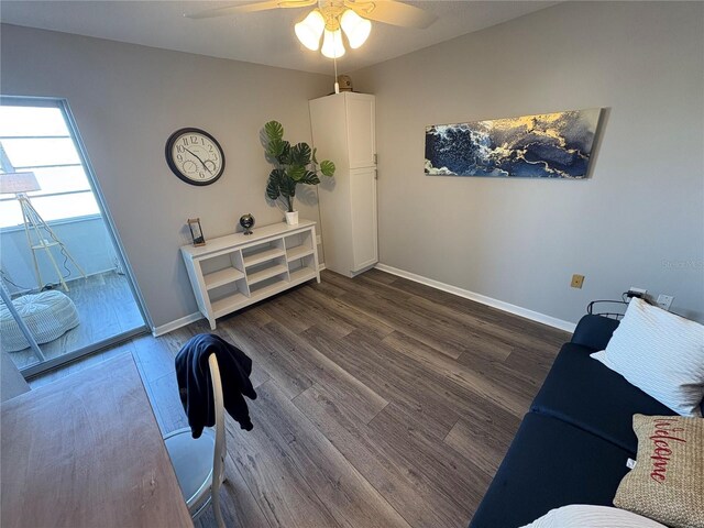 5555 Gulf Blvd Unit 315, St Pete Beach, FL 33706 - home office featuring ceiling fan and wood finished floors