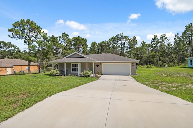 11034 Flock Ave, Weeki Wachee, FL 34613 - single story home featuring an attached garage, driveway, and a front yard