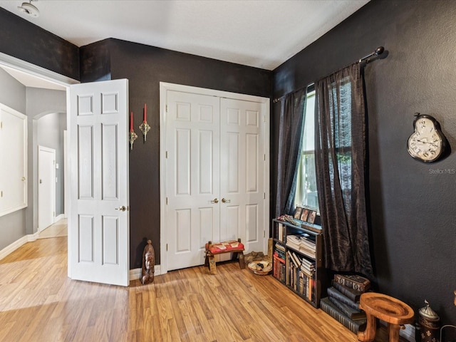 4481 Birchfield Loop, Spring Hill, FL 34609 - bedroom featuring light wood-style flooring, arched walkways, and a closet