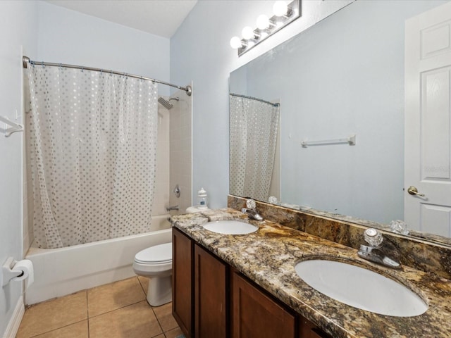 4481 Birchfield Loop, Spring Hill, FL 34609 - bathroom with shower / bath combo, double vanity, and tile patterned flooring