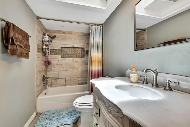 364 Waterfall Dr, Spring Hill, FL 34608 - bathroom featuring shower / bath combination with curtain and vanity