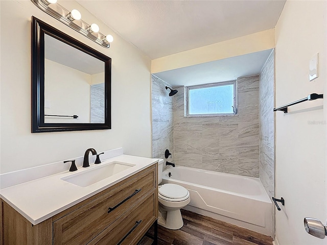 6341 Hyperion Dr, Port Richey, FL 34668 - full bath featuring wood finished floors, vanity, and washtub / shower combination