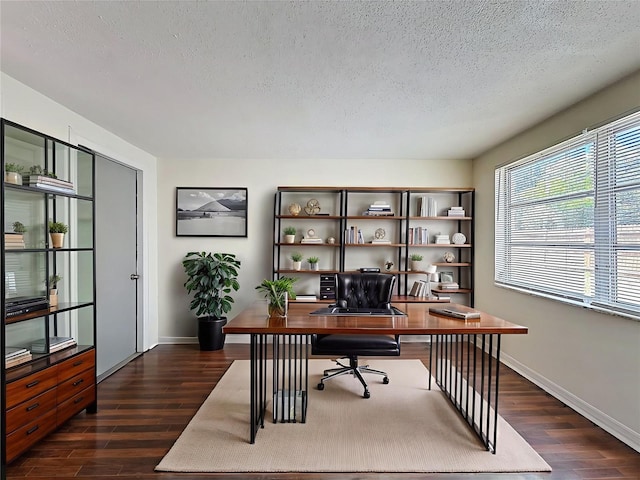 6341 Hyperion Dr, Port Richey, FL 34668 - office space with dark wood-style flooring and a textured ceiling