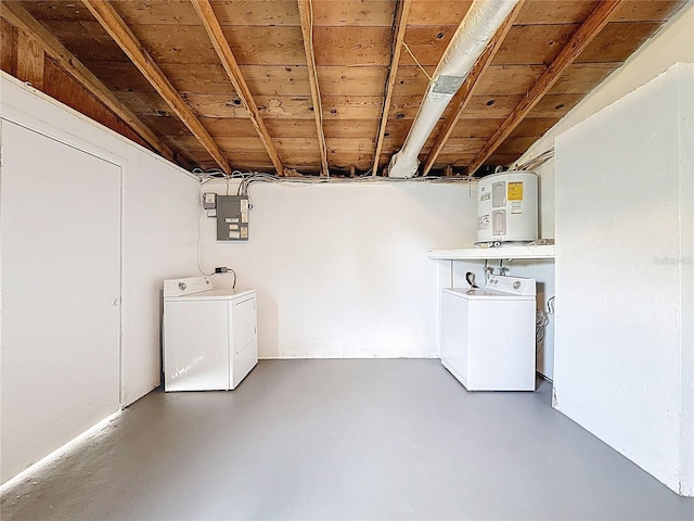 6341 Hyperion Dr, Port Richey, FL 34668 - below grade area featuring washing machine and dryer, water heater, and electric panel