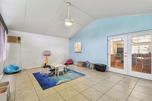 1071 Lexington Ct, Largo, FL 33771 - sunroom / solarium featuring an AC wall unit, vaulted ceiling, and french doors