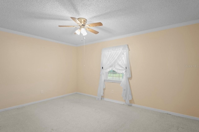 6702 Dartmoor Ln Unit 7A, New Port Richey, FL 34653 - carpeted empty room with ceiling fan, a textured ceiling, and ornamental molding