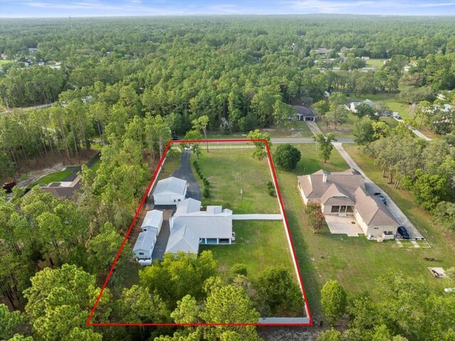 15430 Oakcrest Cir, Brooksville, FL 34604 - aerial view of property's location featuring a heavily wooded area and property boundaries highlighted
