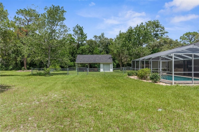 14645 Spellman Ct, Spring Hill, FL 34610 - view of yard with a lanai and an outdoor pool