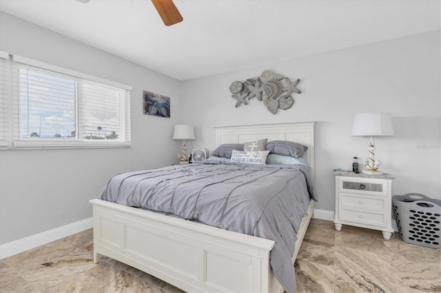 3701 Corsair Ct, New Port Richey, FL 34652 - bedroom with light marble finish flooring and a ceiling fan