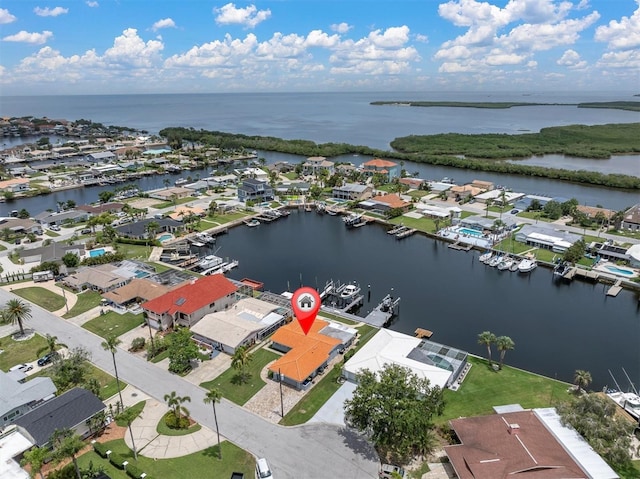 3701 Corsair Ct, New Port Richey, FL 34652 - aerial perspective of suburban area with a nearby body of water