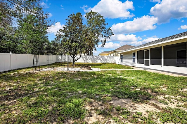 4360 Talco Ave, Spring Hill, FL 34609 - fenced backyard featuring a fire pit