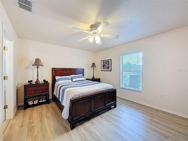 9431 Spring Hill Dr, Spring Hill, FL 34608 - bedroom with light wood finished floors, a textured ceiling, and ceiling fan