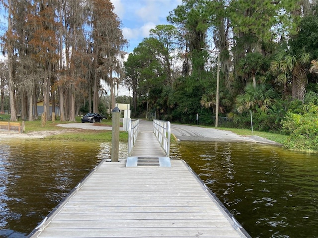 12419 Lamont Ave, New Port Richey, FL 34654 - dock with a water view and view of wooded area