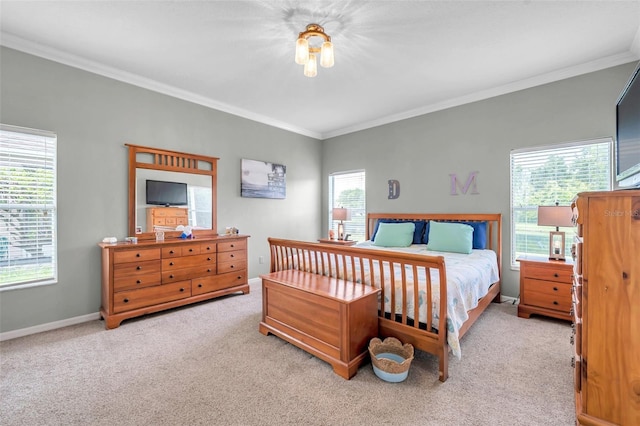 9309 Edistro Pl, New Port Richey, FL 34654 - bedroom featuring ornamental molding and carpet flooring