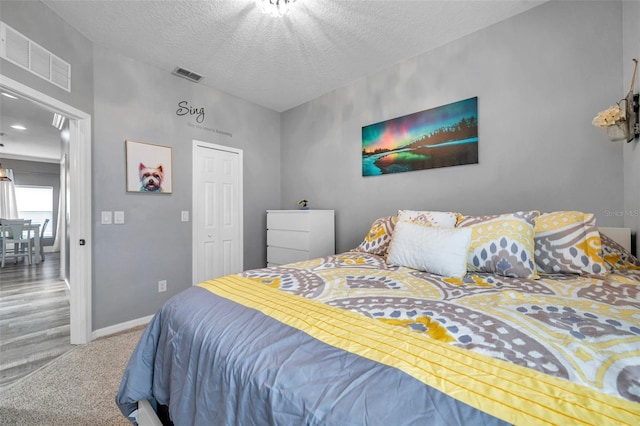 9309 Edistro Pl, New Port Richey, FL 34654 - bedroom with carpet flooring, a textured ceiling, and a closet