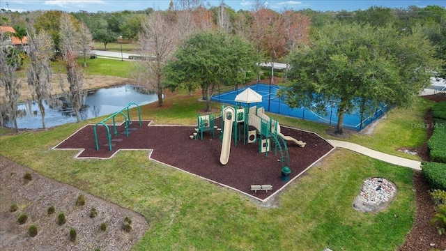 9309 Edistro Pl, New Port Richey, FL 34654 - community play area with a lawn and a water view